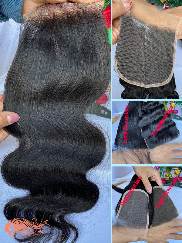 Csqueen 9A Body Wave 4*4 Transparent Lace Closure 100% Human Hair